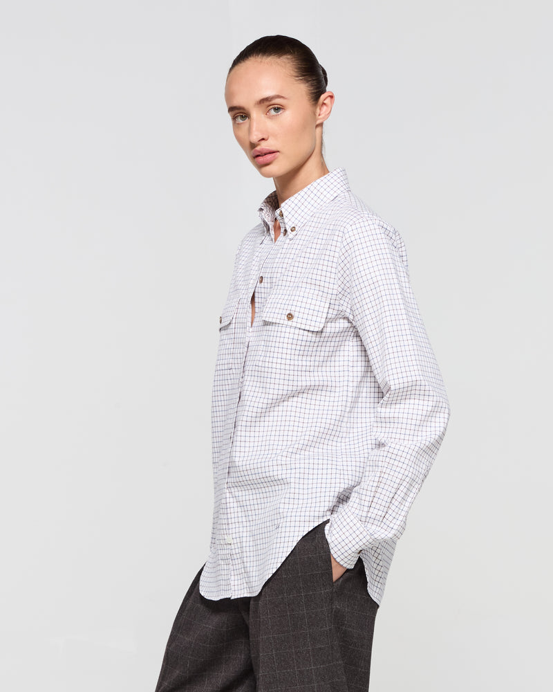 Cotton Check Shirt - Brown and Navy picture #4
