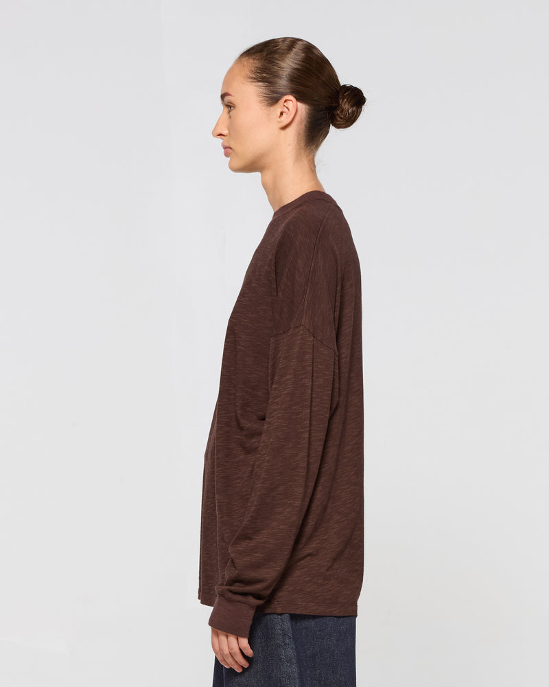 Cotton Long Sleeve T-Shirt - Chocolate Brown picture #4