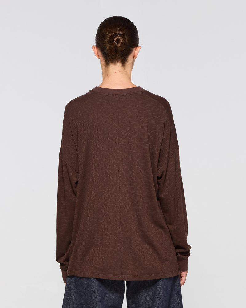 Cotton Long Sleeve T-Shirt - Chocolate Brown picture #3