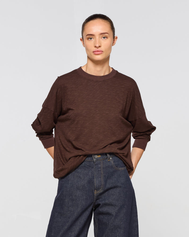 Cotton Long Sleeve T-Shirt - Chocolate Brown picture #2