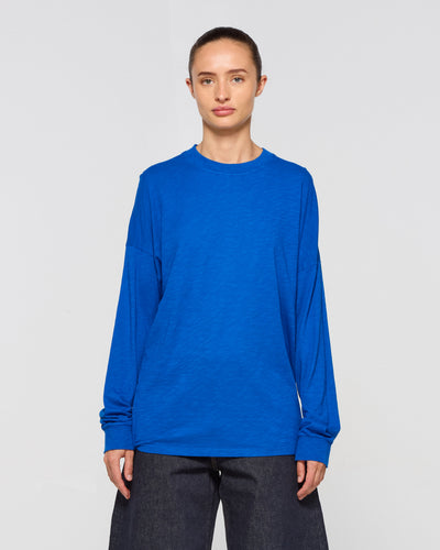 Cotton Long Sleeve T-Shirt - Lapis Blue SERENA BUTE