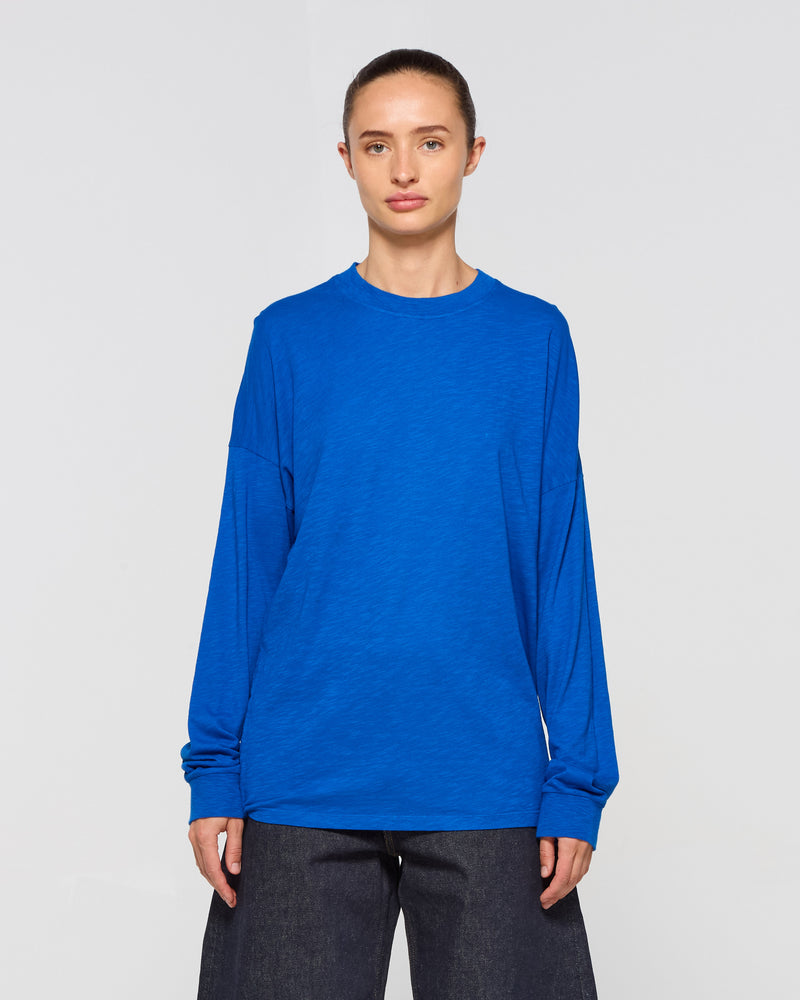 Cotton Long Sleeve T-Shirt - Lapis Blue SERENA BUTE