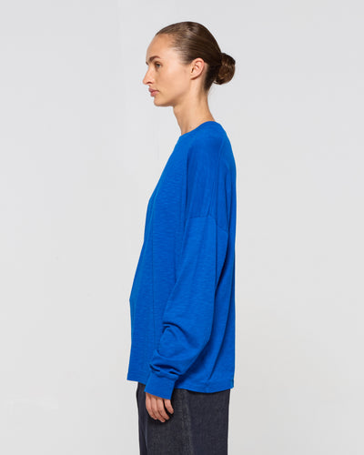 Cotton Long Sleeve T-Shirt - Lapis Blue SERENA BUTE