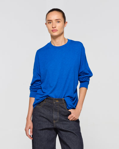 Cotton Long Sleeve T-Shirt - Lapis Blue SERENA BUTE