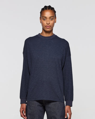 Cotton Long Sleeve T-Shirt - Navy Blue SERENA BUTE