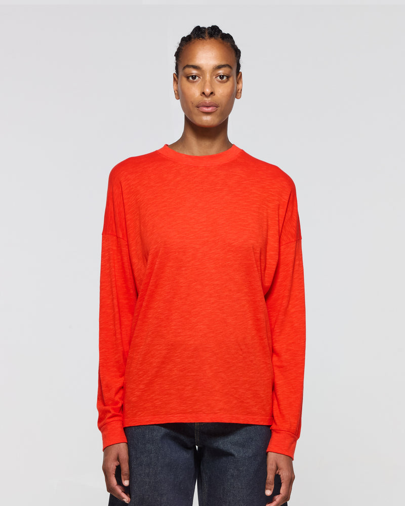 Cotton Long Sleeve T-Shirt - Red SERENA BUTE