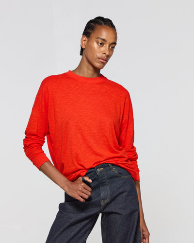 Cotton Long Sleeve T-Shirt - Red SERENA BUTE