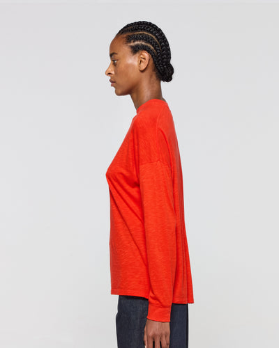 Cotton Long Sleeve T-Shirt - Red SERENA BUTE
