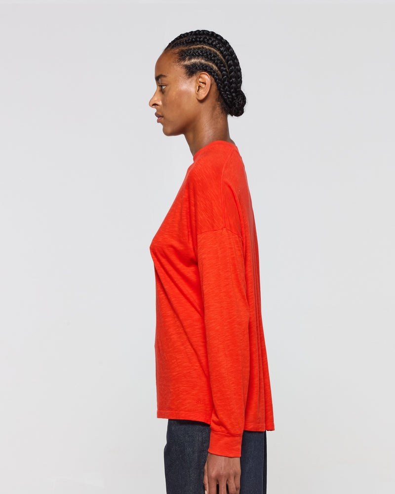 Cotton Long Sleeve T-Shirt - Red SERENA BUTE