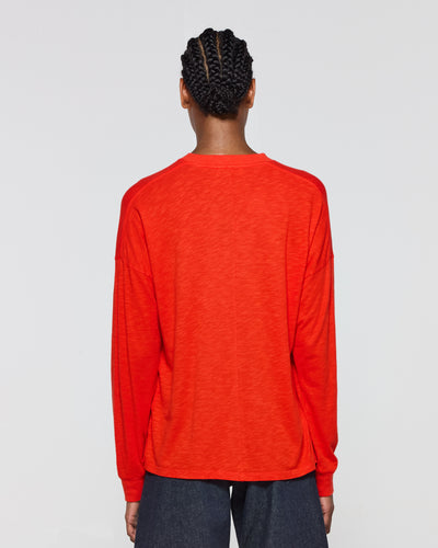 Cotton Long Sleeve T-Shirt - Red SERENA BUTE
