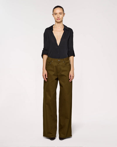 Cotton Loose Fit Trouser - Khaki SERENA BUTE