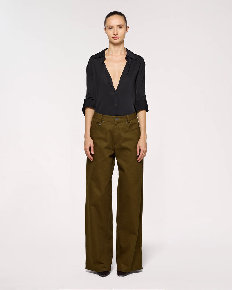 Cotton Loose Fit Trouser - Khaki SERENA BUTE