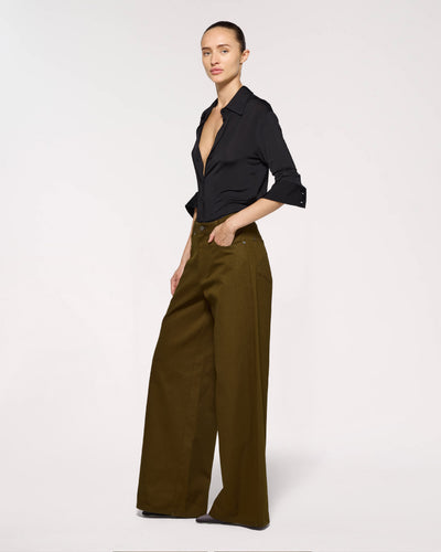 Cotton Loose Fit Trouser - Khaki SERENA BUTE