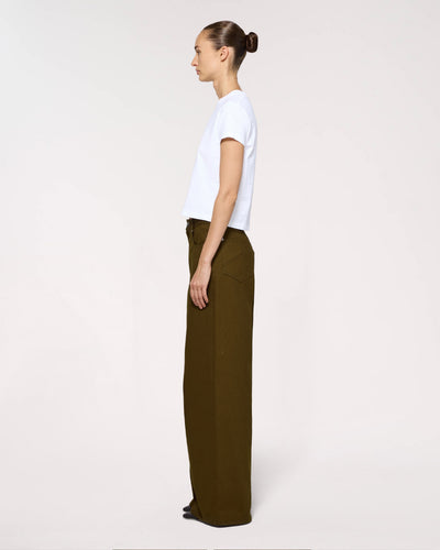 Cotton Loose Fit Trouser - Khaki SERENA BUTE