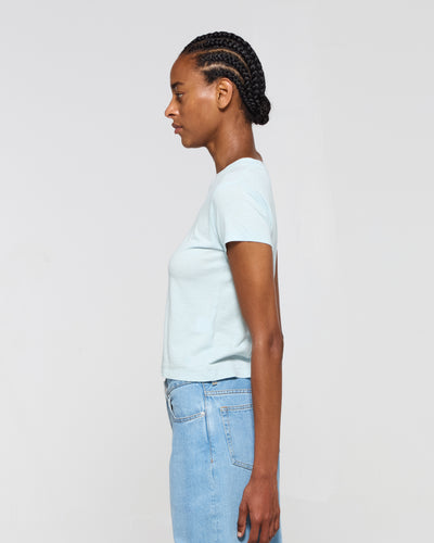 Cotton Short Sleeve T-Shirt - Pale Blue SERENA BUTE