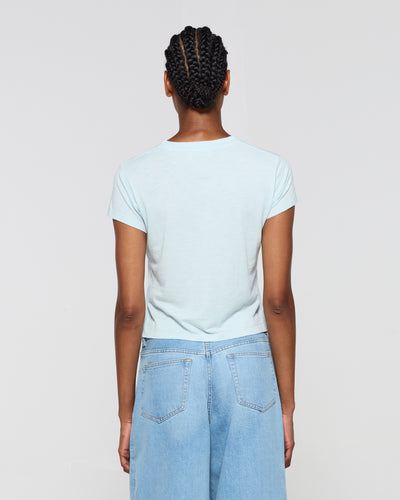 Cotton Short Sleeve T-Shirt - Pale Blue SERENA BUTE