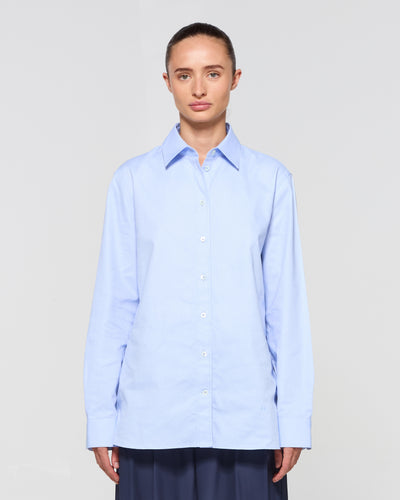 Cotton Boyfriend Shirt - Pale Blue SERENA BUTE