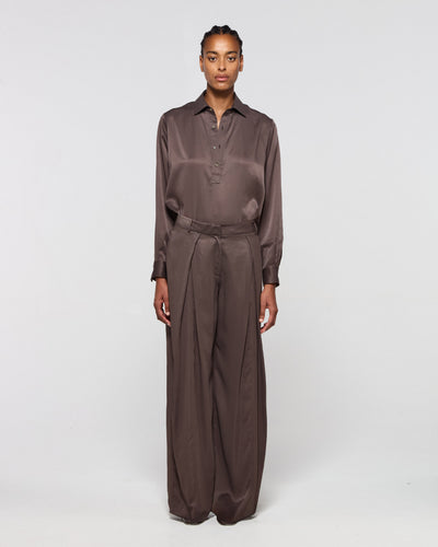 Cross Pleat Trouser - Chocolate Brown SERENA BUTE