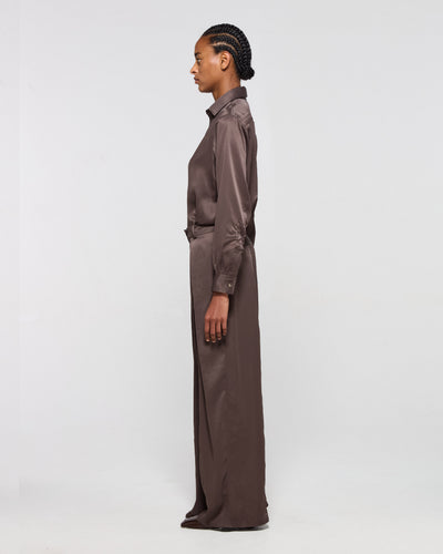 Cross Pleat Trouser - Chocolate Brown SERENA BUTE