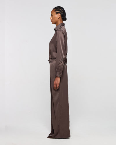 Cross Pleat Trouser - Chocolate Brown SERENA BUTE