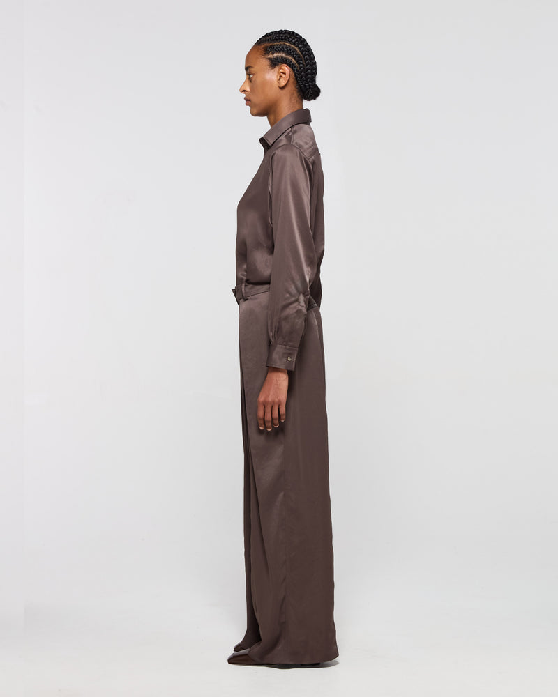 Cross Pleat Trouser - Chocolate Brown SERENA BUTE