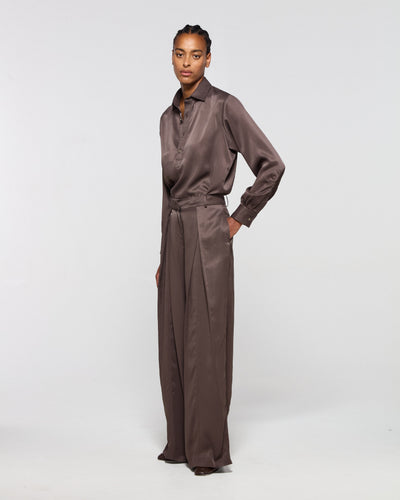 Cross Pleat Trouser - Chocolate Brown SERENA BUTE