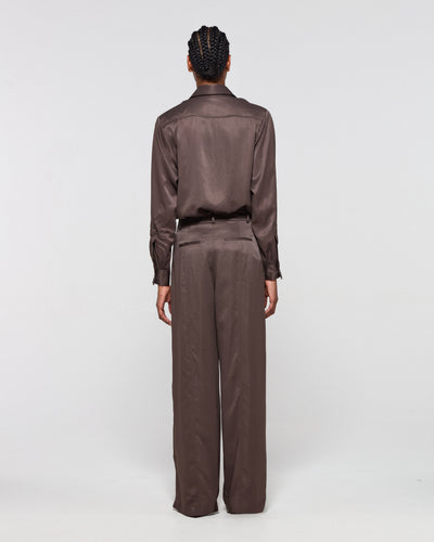 Cross Pleat Trouser - Chocolate Brown SERENA BUTE