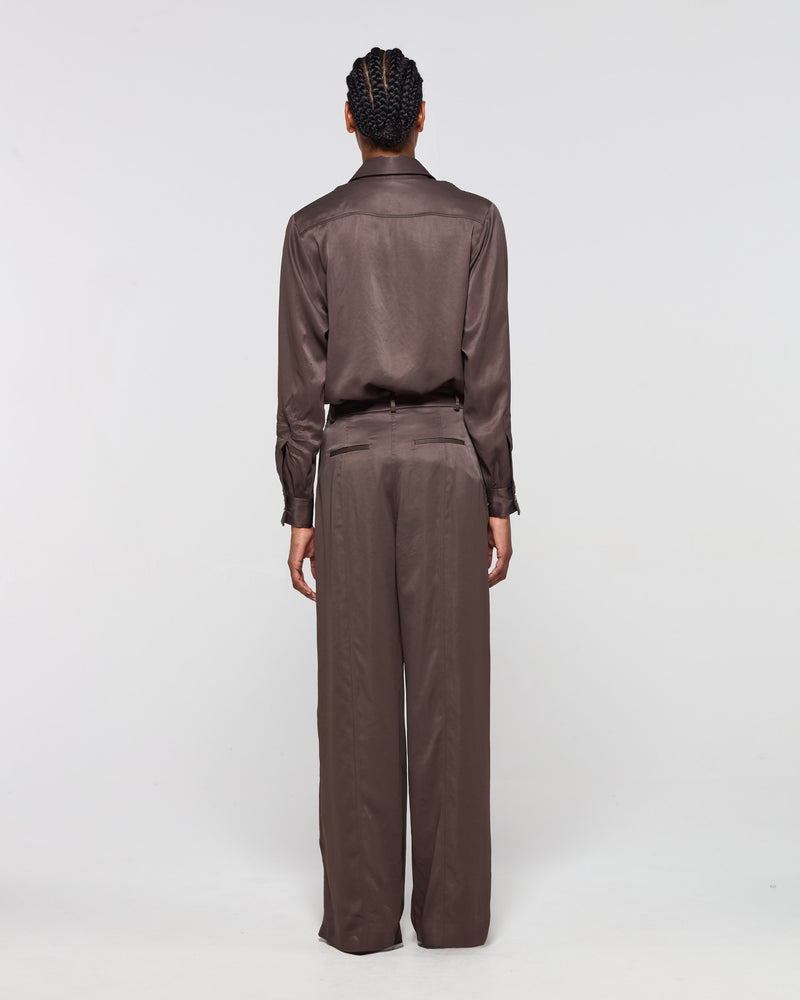 Cross Pleat Trouser - Chocolate Brown SERENA BUTE