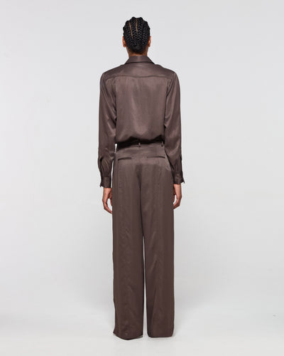 Cross Pleat Trouser - Chocolate Brown SERENA BUTE