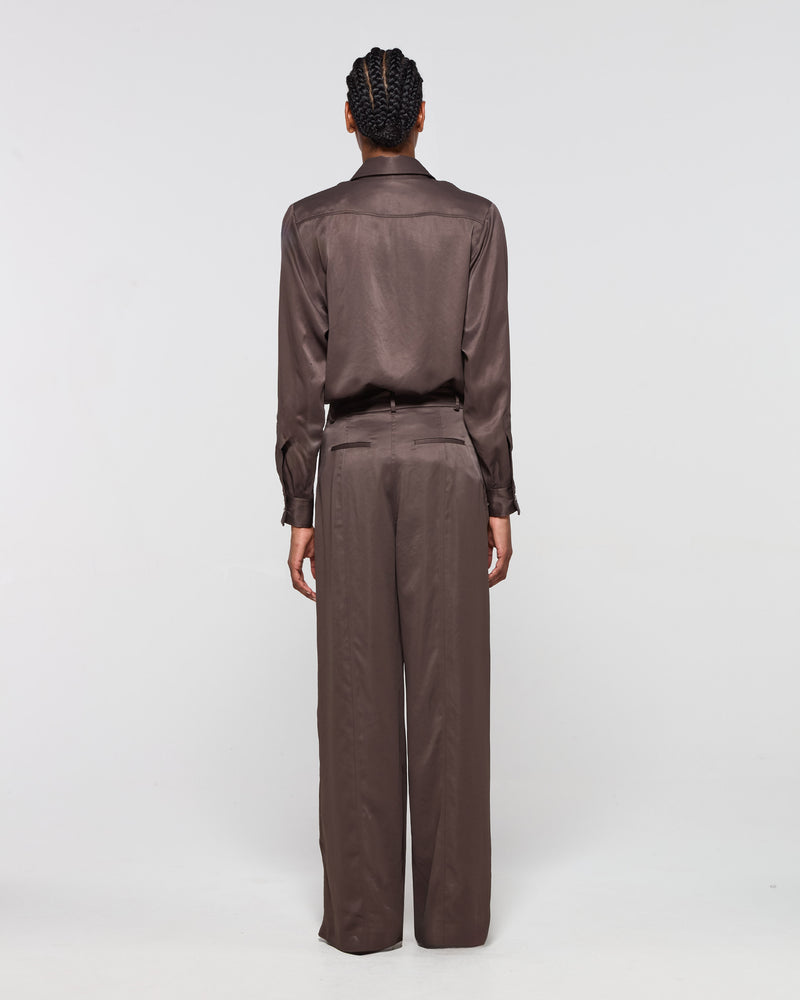 Cross Pleat Trouser - Chocolate Brown SERENA BUTE