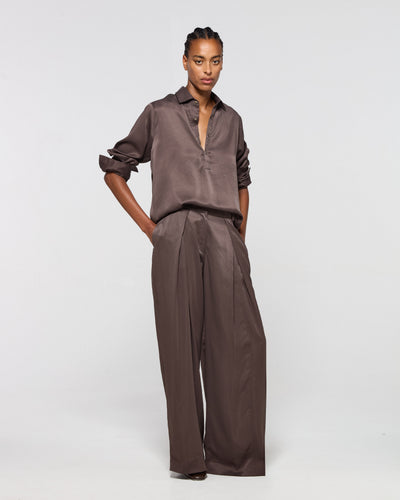 Cross Pleat Trouser - Chocolate Brown SERENA BUTE