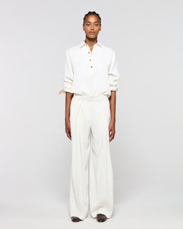 Cross Pleat Trouser - Ecru