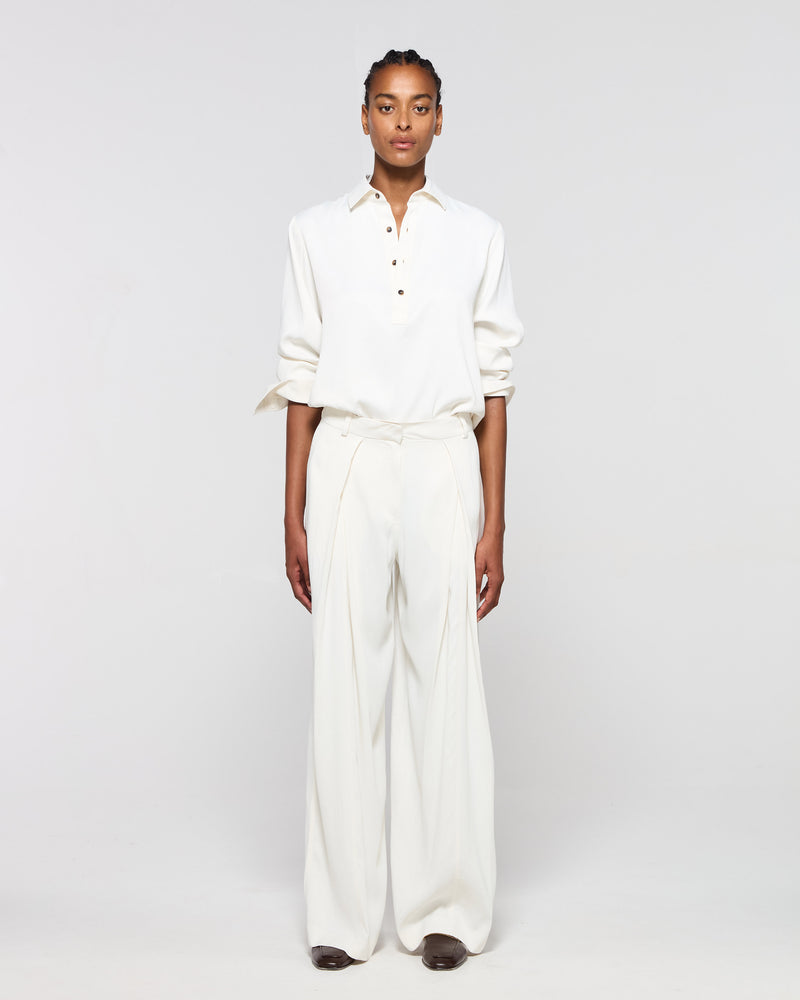 Cross Pleat Trouser - Ecru picture #2
