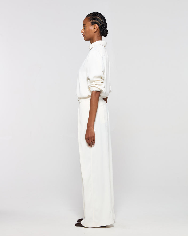 Cross Pleat Trouser - Ecru picture #3