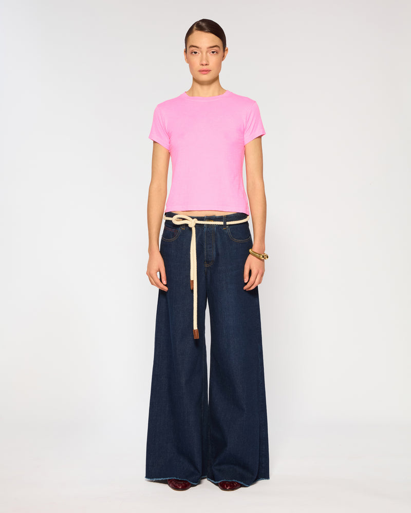 Wide Leg Denim Jeans - Dark Blue picture #2