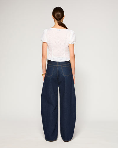 Barrel Leg Denim Jeans - Dark Blue SERENA BUTE