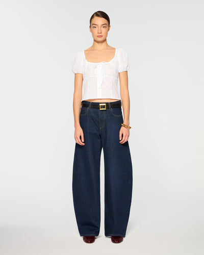 Barrel Leg Denim Jeans - Dark Blue SERENA BUTE