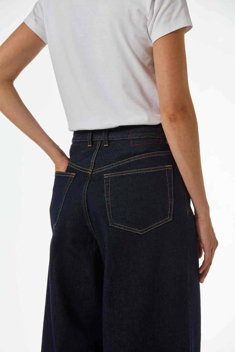 Denim Loose Fit Jeans - Dark Blue SERENA BUTE
