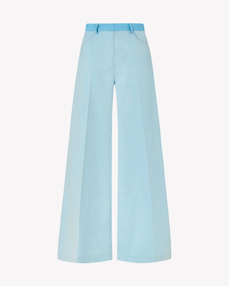 Wool Wide Leg Trouser - Sky Blue picture #1