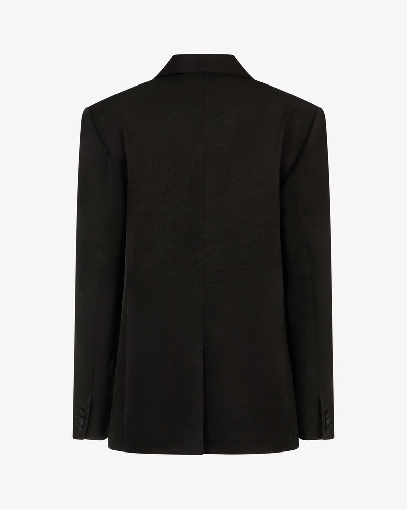 Satin Double Breasted Blazer - Black SERENA BUTE