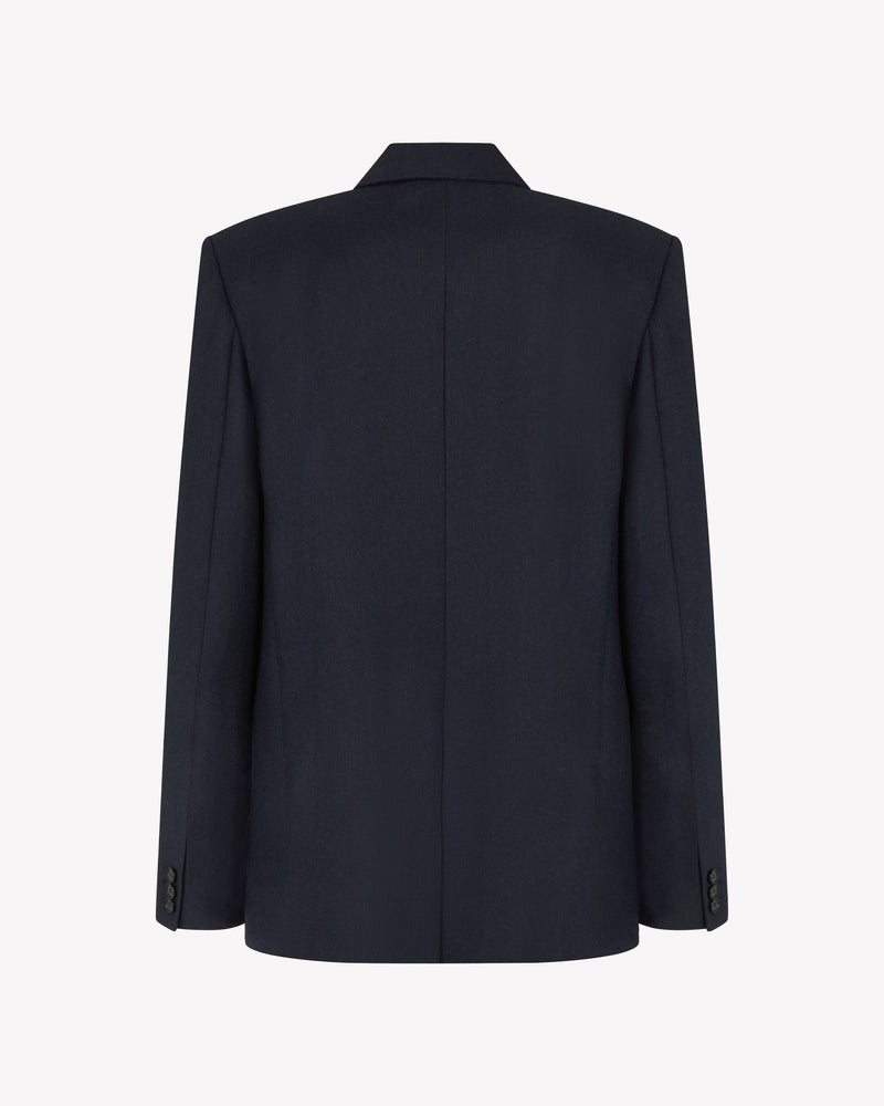 Cashmere Blend Double Breasted Blazer - Navy Blue SERENA BUTE