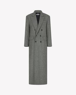 Merino Wool Double Breasted Coat - Light Grey