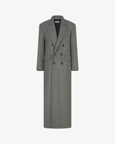 Double Breasted Coat - Light Grey Wool SERENA BUTE
