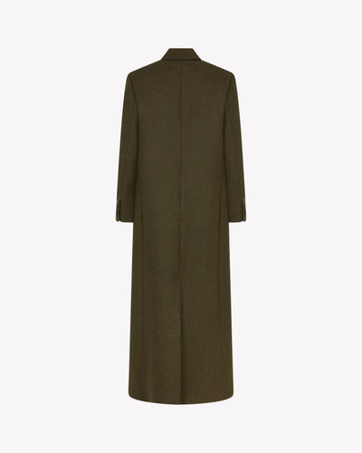 Double Breasted Coat - Military Green Wool SERENA BUTE