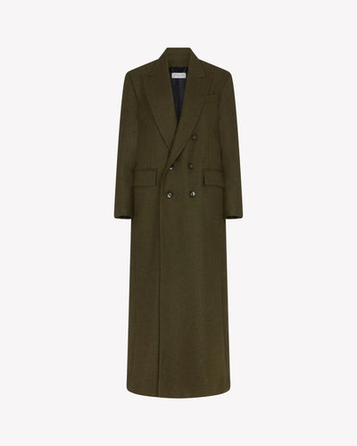 Double Breasted Coat - Military Green Wool SERENA BUTE