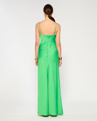 Crinkled Satin Slip Dress - Classic Green SERENA BUTE