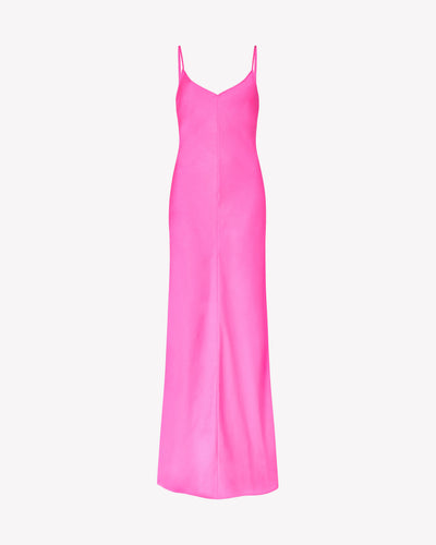 Crinkled Satin Slip Dress - Shocking Pink SERENA BUTE
