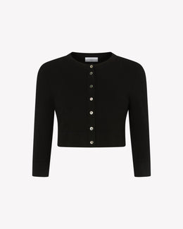 Fitted Cropped Cardigan - Black