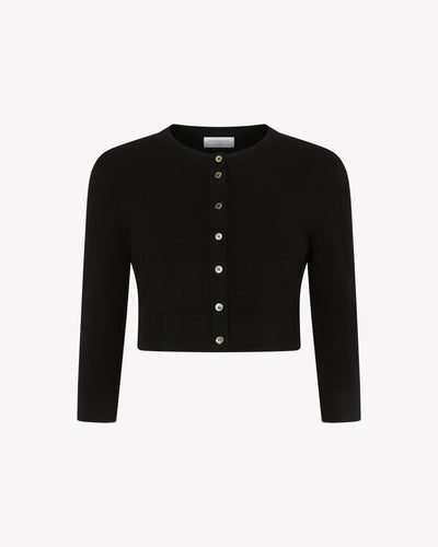 Fitted Cropped Cardigan - Black SERENA BUTE
