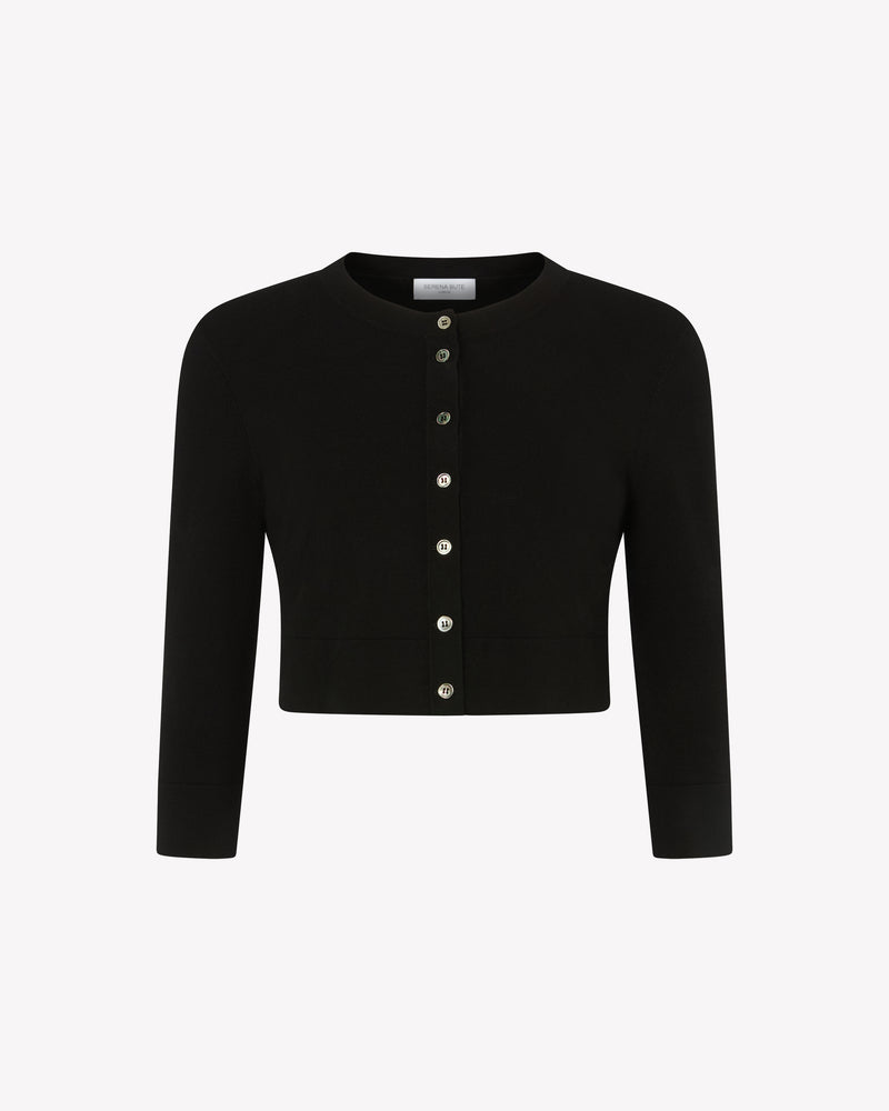 Fitted Cropped Cardigan - Black picture #2